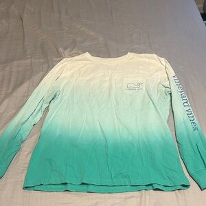 Vineyard Vines Teal Ombre Long Sleeve Tee